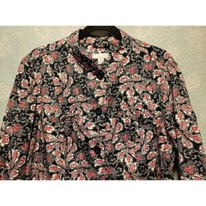 Utility Shacket Shirt Women 2X Floral Cottage Flower Barn Garden Cotton Outdoor